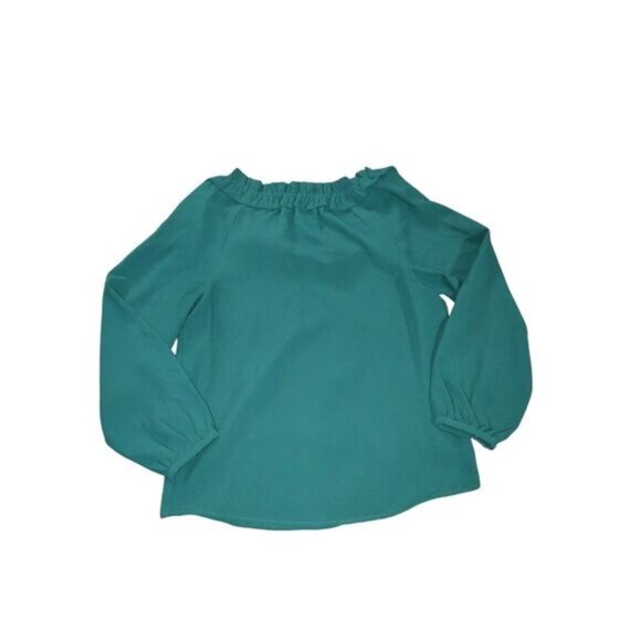J. Crew Drapey Ruffleneck Top‎ in 365 Crepe Womens XS Forest Green Forestcore - Picture 8 of 9